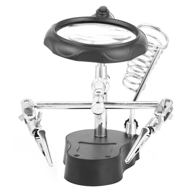Soporte de reparación con lupa y pinza auxiliar con luz LED para banco de trabajo TE-801