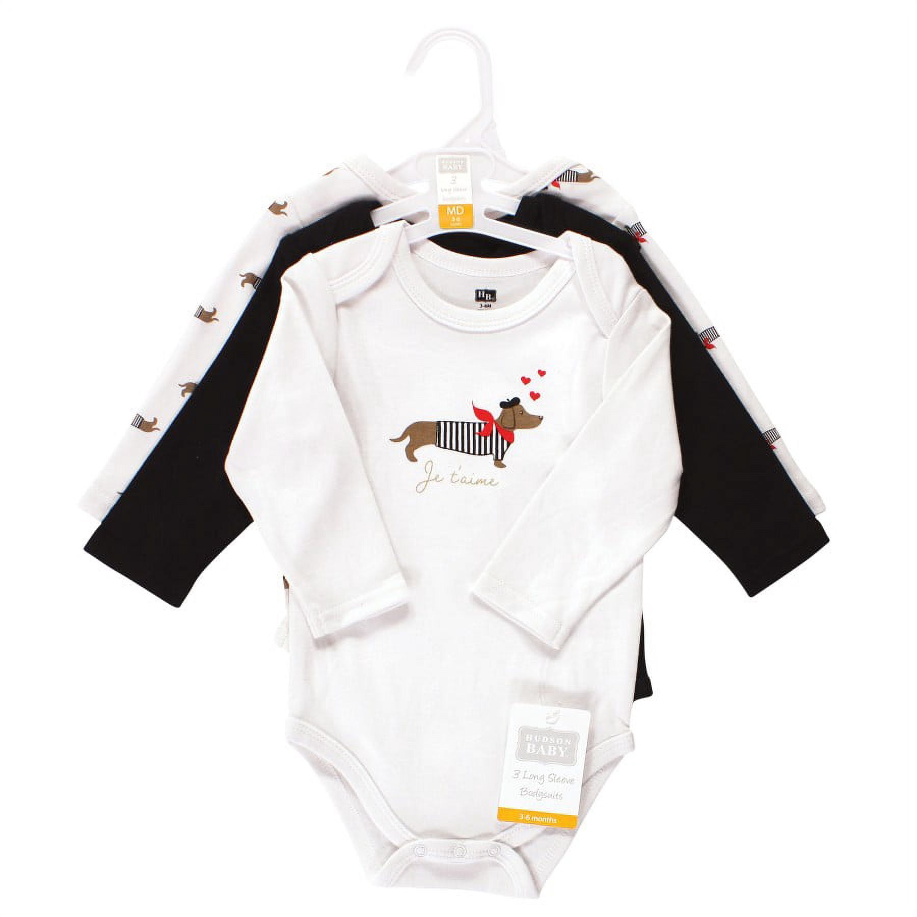 Hudson Baby Cotton Long-Sleeve Bodysuits, 3-Pack, Newborn- 24 Months