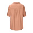 thumbnail image 6 of Women's Summer Button Down Shirts Notched Lapel Short Sleeve Office Blouses Solid Color Casual Work T Shirts Tops, 6 of 7