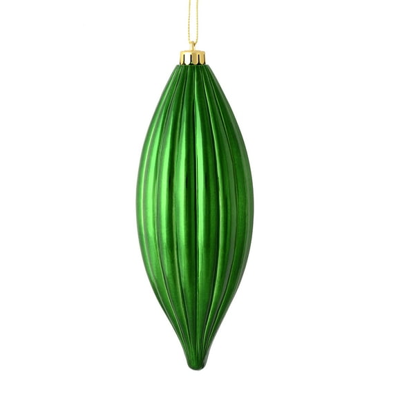 Vickerman 8" Emerald Shiny Line Finial Ornament, Pack of 4