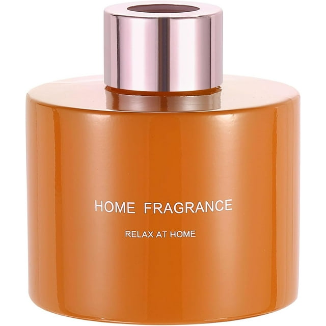 HARFINGTON Empty Glass Diffuser Bottle 140ml/4.7oz Refillable Fragrance Accessories Aromatherapy Jar Container for Replacement Reed Diffuser DIY Home Bathroom Orange with Gold Tone Cap