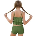 thumbnail image 5 of BFHHYA Teens Girls Summer Swimsuit 2 Piece Ruffle Tankini Swimsuits with Shorts Tween Beach Bathing Suit Size 6-15 Years, 5 of 8