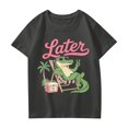 thumbnail image 5 of Grblisyd Last Day of School Girls Shirts for Girls 10-12 Years Kids Csaual Summer Cute Alligator Print Tops Loose Crewneck Short Sleeve Tees, 5 of 6