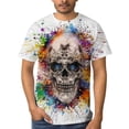 thumbnail image 4 of LAOLIUSN Men's Skull Graphic T Shirt, Colorful Paint Splatter Print Short Sleeve Crew Neck Tee, S-4XL, 4 of 7