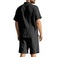 thumbnail image 5 of Paiyanr Cotton Linen Sets for Men Summer Breathable Striped Shirts Shorts 2 Piece Outfits Casual Short Sleeve Drawstring Waist Beach Shorts Sets, 5 of 9