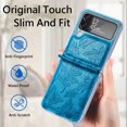 thumbnail image 4 of Allytech Slim Case for Samsung Galaxy Z Flip4, Embossed Butterfly PU Leather Clear PC Bumper Protective Case,Blue, 4 of 5