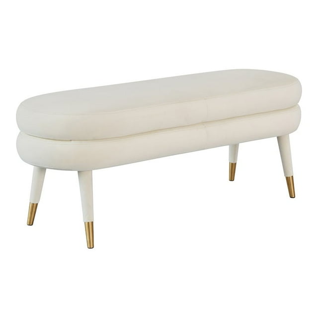 TOV Furniture Banc Betty 19"H en Velours et Acier Inoxydable Crème