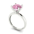 thumbnail image 2 of Solitaire Engagement Ring for Women - 3ct Simulated Pink Diamond in 14K White Gold Promise Ring, 2 of 6