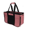 thumbnail image 1 of Transportín para gatos transpirable que evita fugas, portátil, de viaje, para animales pequeños, cachorros, color rosa y negro, 1 of 14
