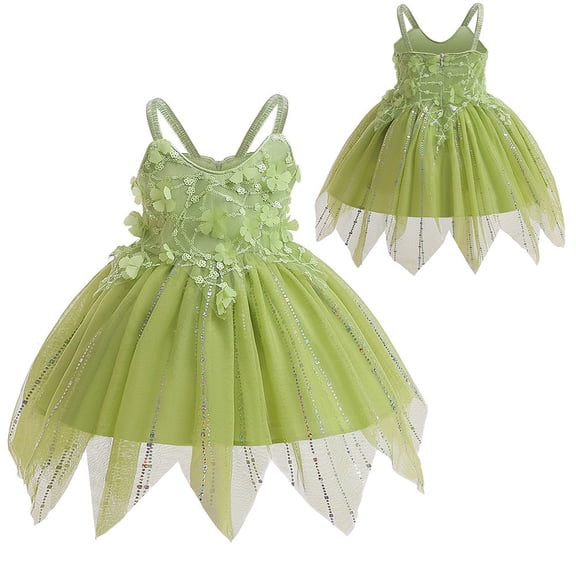 Green Costume for Girls Fairy Cosplay Dress Up for 18M-6Y