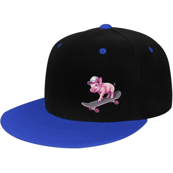Pork Chop Express Flat Bill Hats Contrast Hip Hop Baseball Cap Unisex Snapback Rock Caps