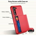 thumbnail image 4 of LAICAIW Samsung S23 Case, Galaxy S23 Case Wallet Cover Credit Card IDs Cash Holder Shell Sliding Pocket Dual Layer Hard PC Soft Rubber Bumper Phone Cases for Samsung Galaxy S23 5G 6.1'' 2023 Red, 4 of 7