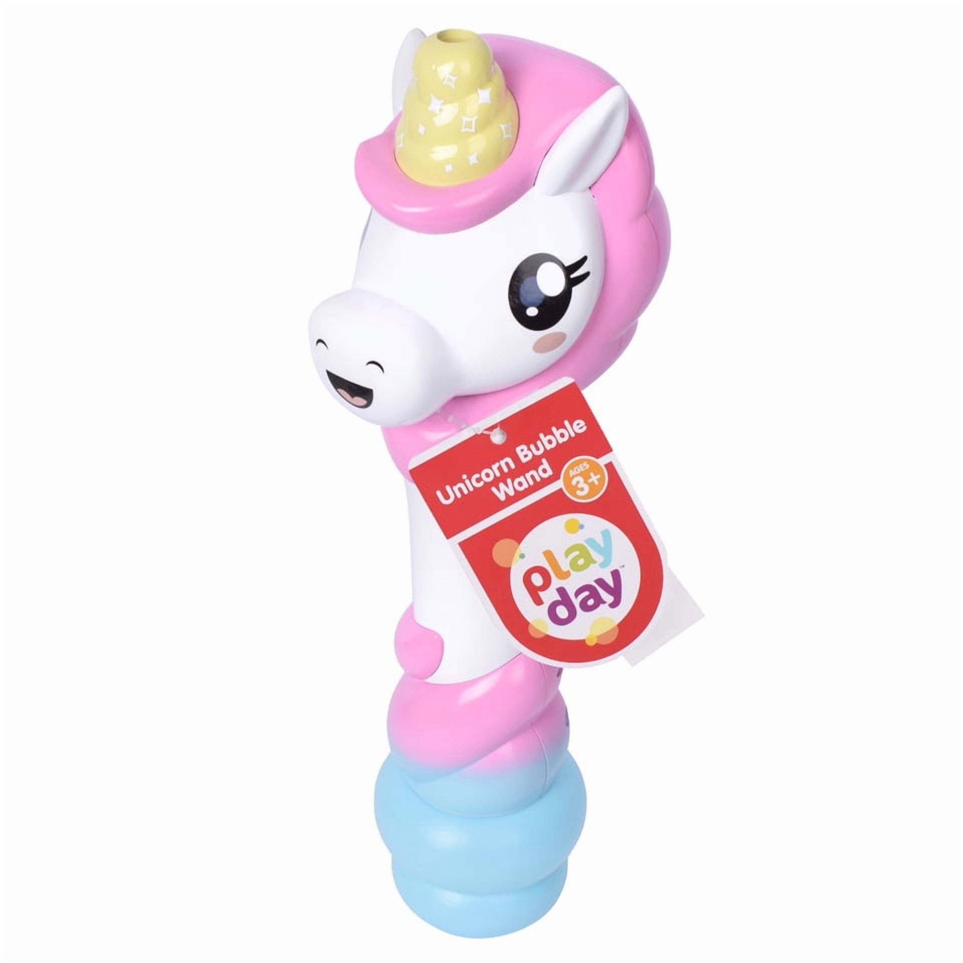 Play Day Unicorn Bubble Wand with Lights and Sounds, 4oz Solution - Unisex, 2AA - Children Ages 3+