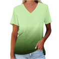 thumbnail image 1 of JUNWELL Plus Size Ombre T-Shirts for Women 2024 V Neck Tops Contrast Gradient Color Basic Tees Raglan Wide Short Sleeve Shirts Summer Fashion Breathable Loose Fit Flowy Casual Blouse Army, 1 of 5