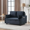thumbnail image 3 of 50" Velvet Upholstered Sleeper Sofa bed with Side Storage Pockets, Nailhead Design, 2-Seater Sofa with 2 Pillows and removeable Backrest Pull-out Sofa Bed for Small Spaces in Living Rooms, 3 of 5
