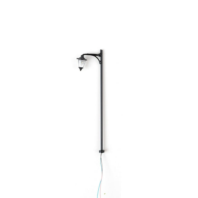 Injueey 1:87, lámpara de calle de de arena, modelo de lámpara, altura ajustable, bombilla de luz de poste en miniatura, manualidades DIY Artesanía Negro/Blanco cálido