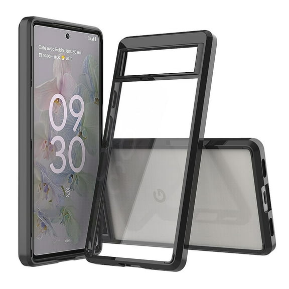 Case for Google Pixel 6A Hybrid Slim Crystal Clear Transparent Shock-Absorption Bumper with TPU   Hard PC Back Frame Phone Cover for Pixel 6A by Xpm - Black