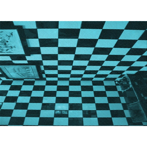Ahgly Company Indoor Rectangle Patterned Deep Teal Green Area Rugs, 7' x 9'