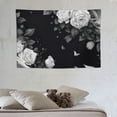 thumbnail image 3 of ONETECH  Black Floral Fabric Wall Hanging Tapestry  White Gray Roses Blossom Watercolor Gray Modern Plant Boatnical Unique Nature Home Decor Art for Living Room Bedroom Dorm, 3 of 7