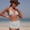 White, variant on Shimmering Mesh 3-Piece Bikini Set with Drawstring Skirt - Halter Triangle Swimsuit for Women