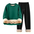 thumbnail image 6 of Men's Winter 2-Piece Casual Set, Long Sleeve Fuzzy Fleece Pullover and Warm Pants, Cozy Lounge Wear For Cold Weather Indoor Comfort,Green,L, 6 of 7