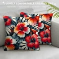 thumbnail image 3 of GOSMITH  Tropical Flower Throw Pillow Cushion Cover,Floral Exotic Tropical Red Hibiscus Flower with Black Leaves Decorative Home Decor Sofa Couch Desk Bedroom White, 3 of 5