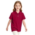 thumbnail image 6 of Girls Breathable Polo Shirt Kids Short Sleeve School Uniform Golf Shirt Casual Quick Dry Three-Button Polo Shirt 110, 6 of 7