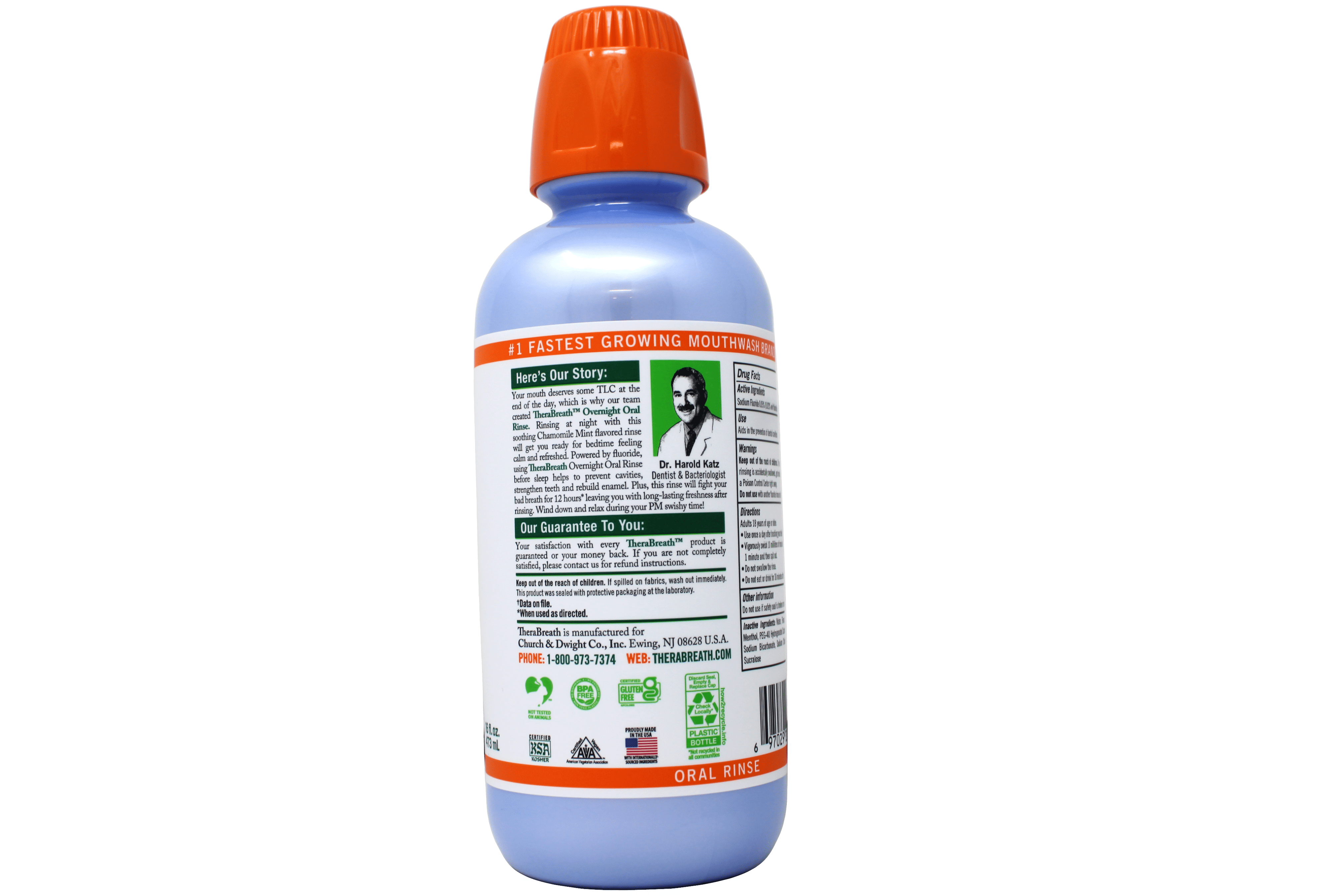2 Pack - TheraBreath Overnight Mouthwash, Chamomile Mint Flavor, Alcohol Free, 16 fl oz