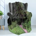 thumbnail image 4 of Landscape Soft Flannel Fleece Blanket, Wild Trees Landscape Photography Walkway to Forest Calm Weekend Getaways Scenery, Cozy Plush for Indoor and Outdoor Use, 60" x 80", Multicolor, by Ambesonne, 4 of 5