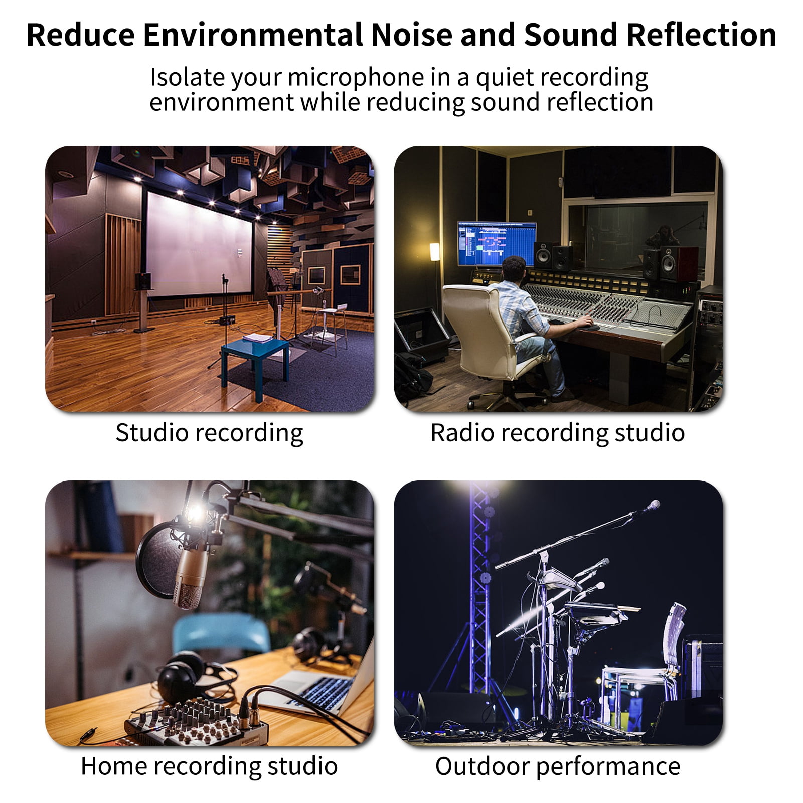 Studio Condenser Microphone Windscreen Sound-Absorbing Foam Mic Cover Protective Anti-wind Cap Pop Filter Shield Portable Recording Noise Reduction and Blowout Prevention for & Singing