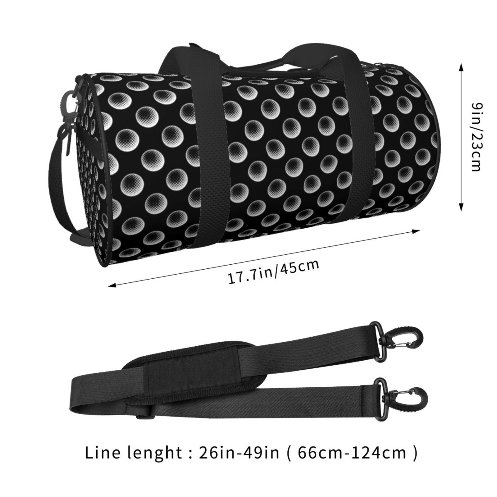 Fuzoiu Golf Balls Print Travel Bag, Large Capacity Travel Bag, Sports Gym Bag, Travel Duffel Bag, Weekender Overnight Bag for Women and Man