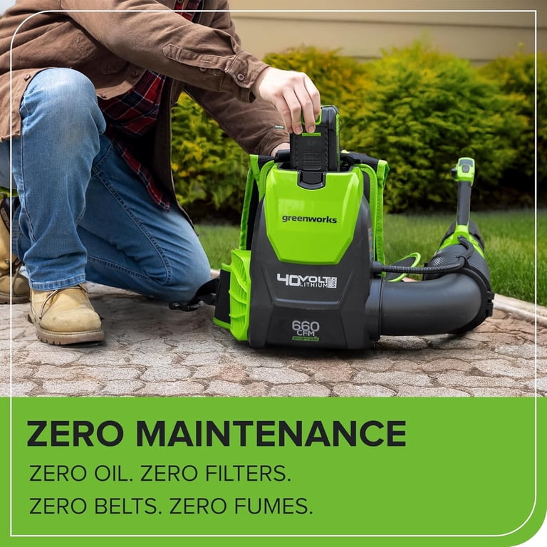 Greenworks 40V HP 660 CFM / 165 MPH Brushless Backpack Blower Kit