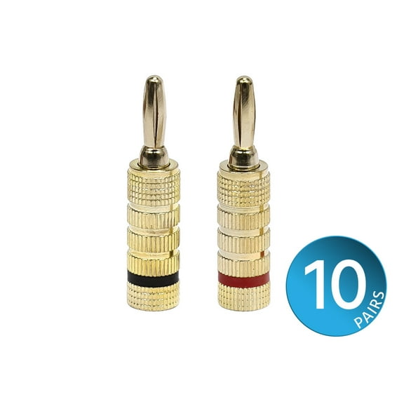 Monoprice 10 PAIRS Of High-Quality Speaker Banana Plugs, Closed Screw Type