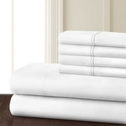 Danjor Linens 1800 Series 6 Piece Bedding Sheet & Pillowcases Sets with Deep Pockets, King, White