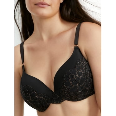Maidenform Womens Love the Lift Push Up Demi Bra, 36C, Black/Rose Gold