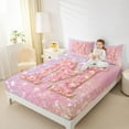 thumbnail image 5 of Feelyou Chic Pink Monogrammed M Twin Sheet Sets, Glitter Mermaid Scale Twin Fitted Sheet, Dreamy Princess Cartoon Flat Sheet, Breathable Home Decor, 3pcs, 5 of 8