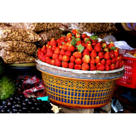 10 Assortment - Canvas Print Fruits Basket Strawberries Assortment Decoration Stretched Canvas 10 x 14