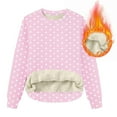 thumbnail image 4 of ZHYou Women's Sherpa Fleece Lined Sweatshirts Polka Dot Long Sleeve Crew Neck Casual Warm Cropped Tops,Pink,S, 4 of 5