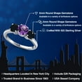 thumbnail image 2 of Gem Stone King 925 Sterling Silver Purple Amethyst and Black Onyx Engagement Ring for Women | 1.95 Cttw | Round 6MM | Gemstone February Birthstone | Size 6, 2 of 6
