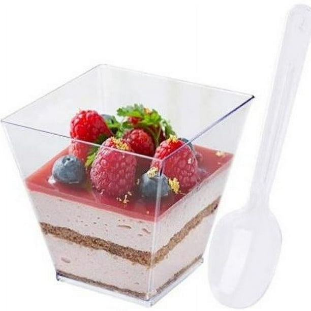 Vaso de plástico desechable para postre, de 120 ml, para mousse, de salvado de madera, para pudín, para tiramisú, moldeado por inyección