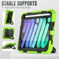 thumbnail image 5 of for iPad Air 11 2024 M2 (Air 6th Generation) Kids Case Heavy Duty Rugged Shockproof Silicone Hybrid Protective Case Cover Rotating Ring Stand Hand Grip+Pencil Holder+Screen Protector, Green+Black, 5 of 8