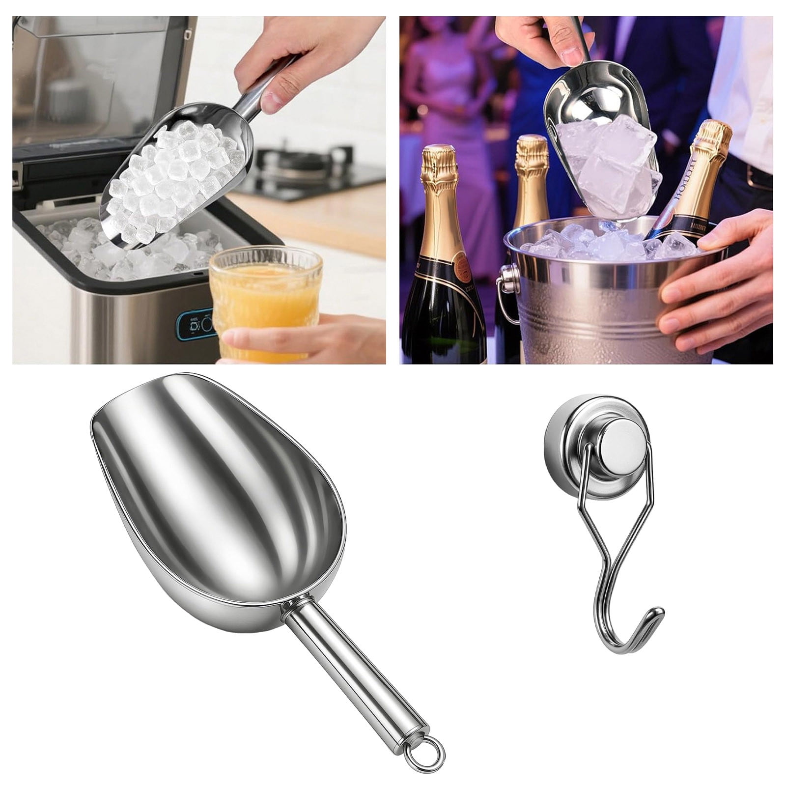 Thickened Stainless Steel Ice Shovel With Strong Hook For Ice Crusher Ice Machine Ice Shovel Ice 1pc 2PCS