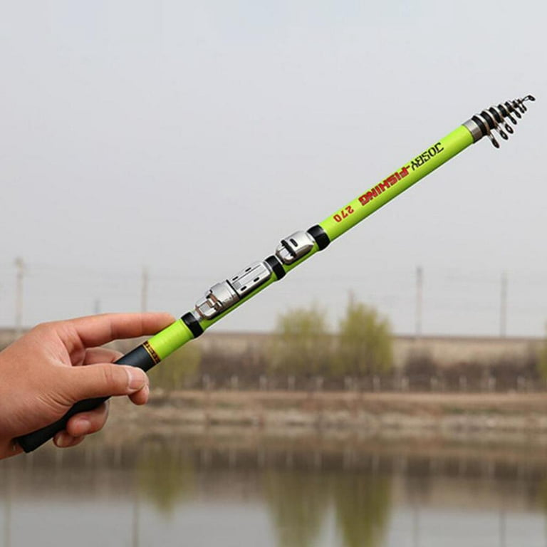 Carbon Fiber Telescopic Fishing Rod Pole Travel Rod 2.7m,Green