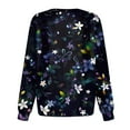 thumbnail image 3 of SAATLERI Women's Scrub Jackets for Nurses Floral Print Long Sleeve Scrub Tops Women Snap Front Stretch Medical Uniform with Pockets, 3 of 3