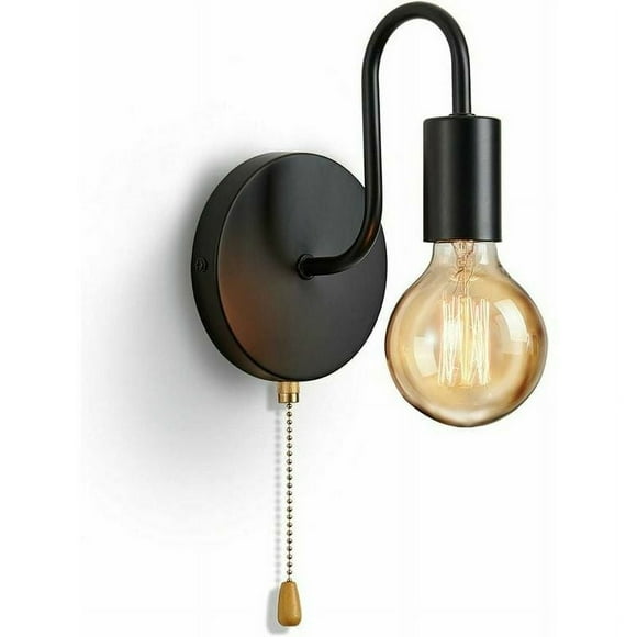 Vintage Wall Lamp, Environmental Black SANDING Lacquer E27 Standard Screw-In Socket, Easy Assembly & Hardwired For Bedroom Living Room