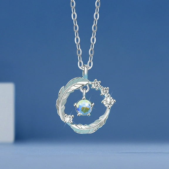 Rose Gold Butterfly Pendant Necklace - Opal & Crystal Charm Long Chain Jewelry for Women