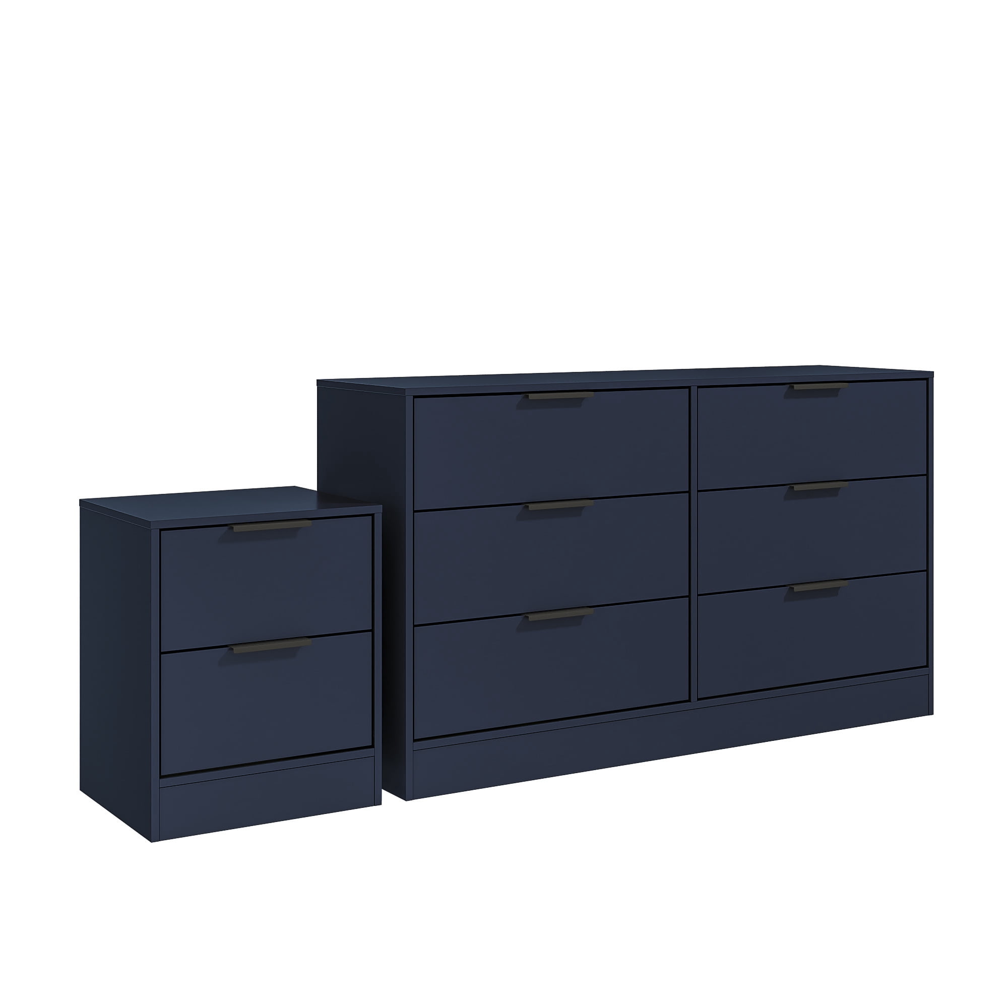 Kappesberg New Fresno 2-Piece Bedroom Set, One 6-Drawer Dresser & One 2-Drawer Nightstand, Blue - for Adults and Teens