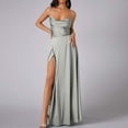 thumbnail image 2 of WTOBBY Women Summer Backless Long Satin Dress Cowl Neck Cross Spaghetti Strap Party Gown for Formal Evening Events and Special Occasions,Gray M, 2 of 5