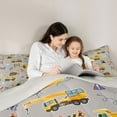 thumbnail image 4 of Homewish Excavator Bulldozer Print 7-Piece Twin Bedding Sets,Construction Vehicle Theme Bedding Comforter Set,Gray Yellow Sheet Sets For Kids,Microfiber Bedroom Decor Reversible, 4 of 8
