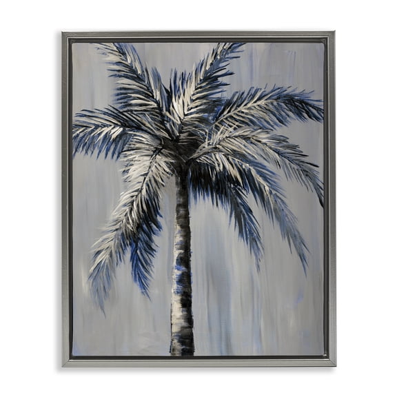 Stupell Industries Bohemian Grey Modern Palm Tree Gray Floating Frame Canvas Art, 25 x 31, by Nan